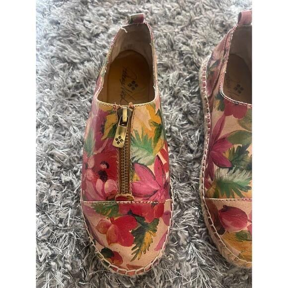 Patricia Nash 8 Floral Leather Espadrilles Eva Flats Zip Shoes Boho Resort Style - Picture 4 of 13